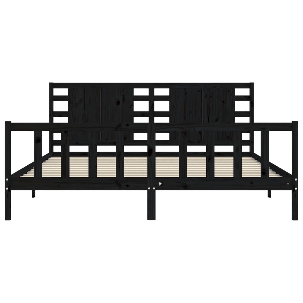 Bed Frame without Mattress Black 183x203 cm King Solid Wood Pine Price
