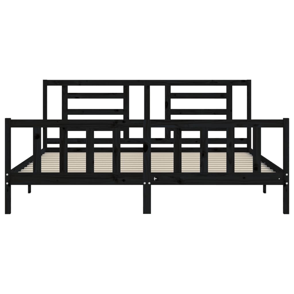 Bed Frame without Mattress Black 183x203 cm King Solid Wood Pine Price
