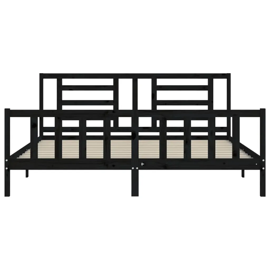 Bed Frame without Mattress Black 183x203 cm King Solid Wood Pine Price