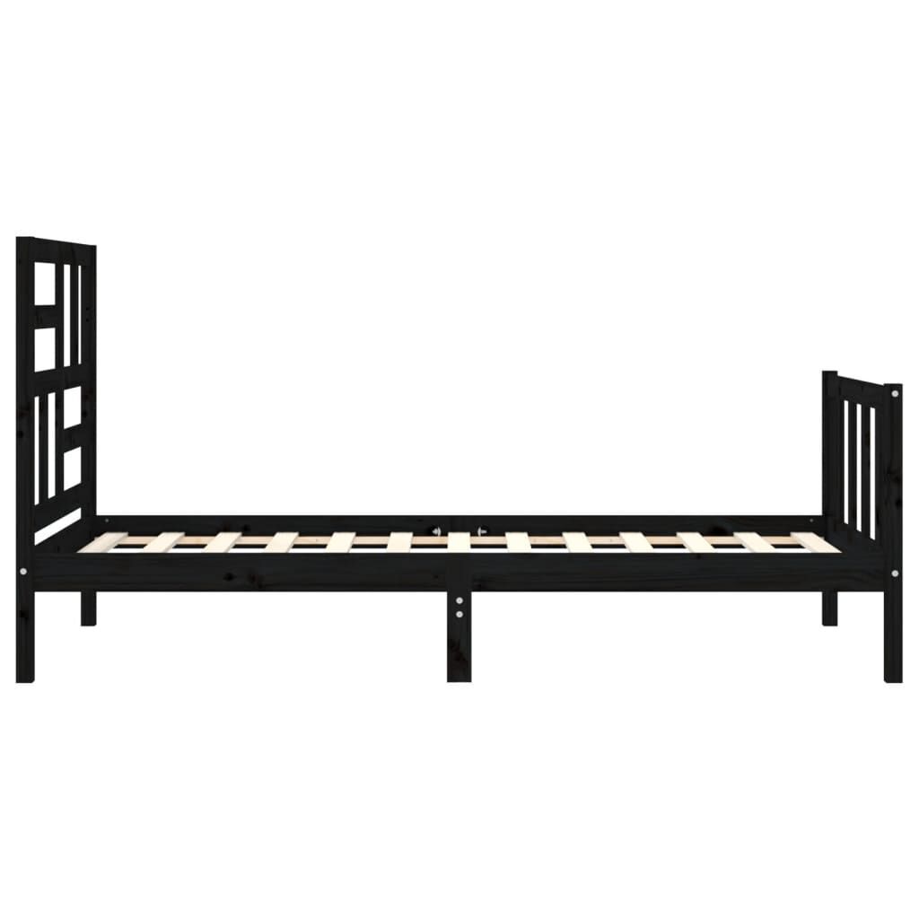 Bed Frame without Mattress Black 90x190 cm Solid Wood Pine Price