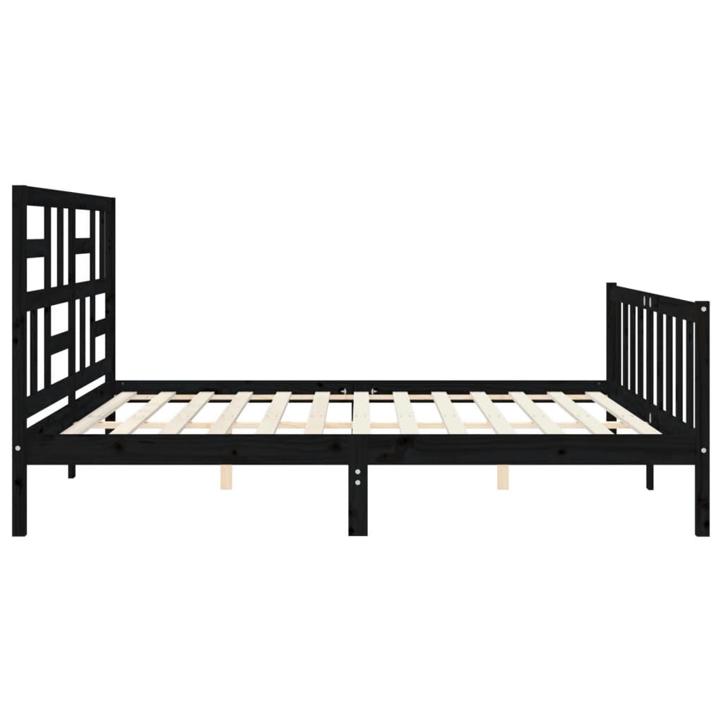 Bed Frame without Mattress Black 183x203 cm King Solid Wood Pine Price
