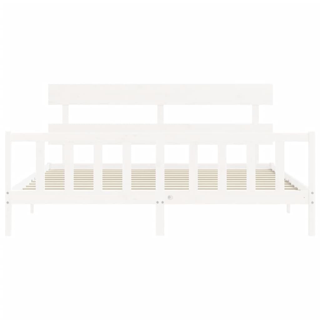 Bed Frame without Mattress White 183x203 cm King Solid Wood Pine Price