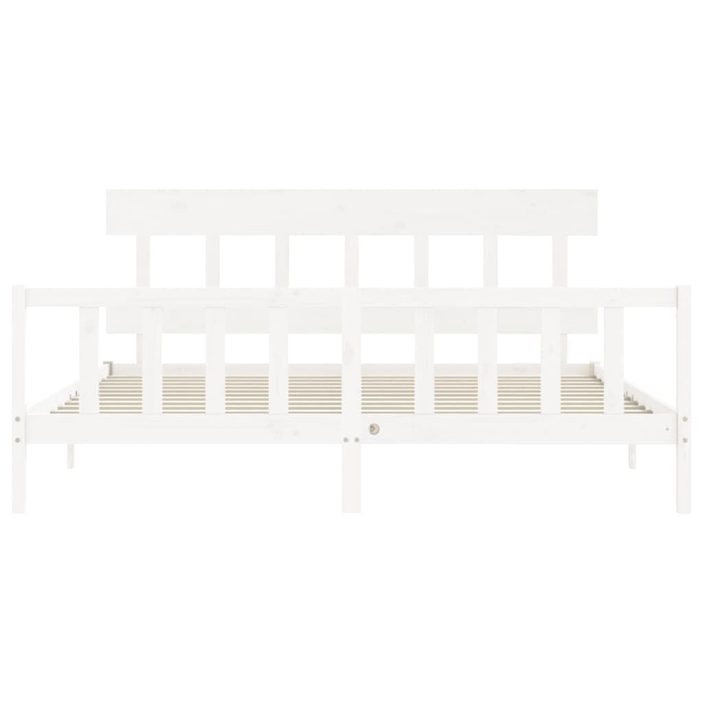 Bed Frame without Mattress White 183x203 cm King Solid Wood Pine Price
