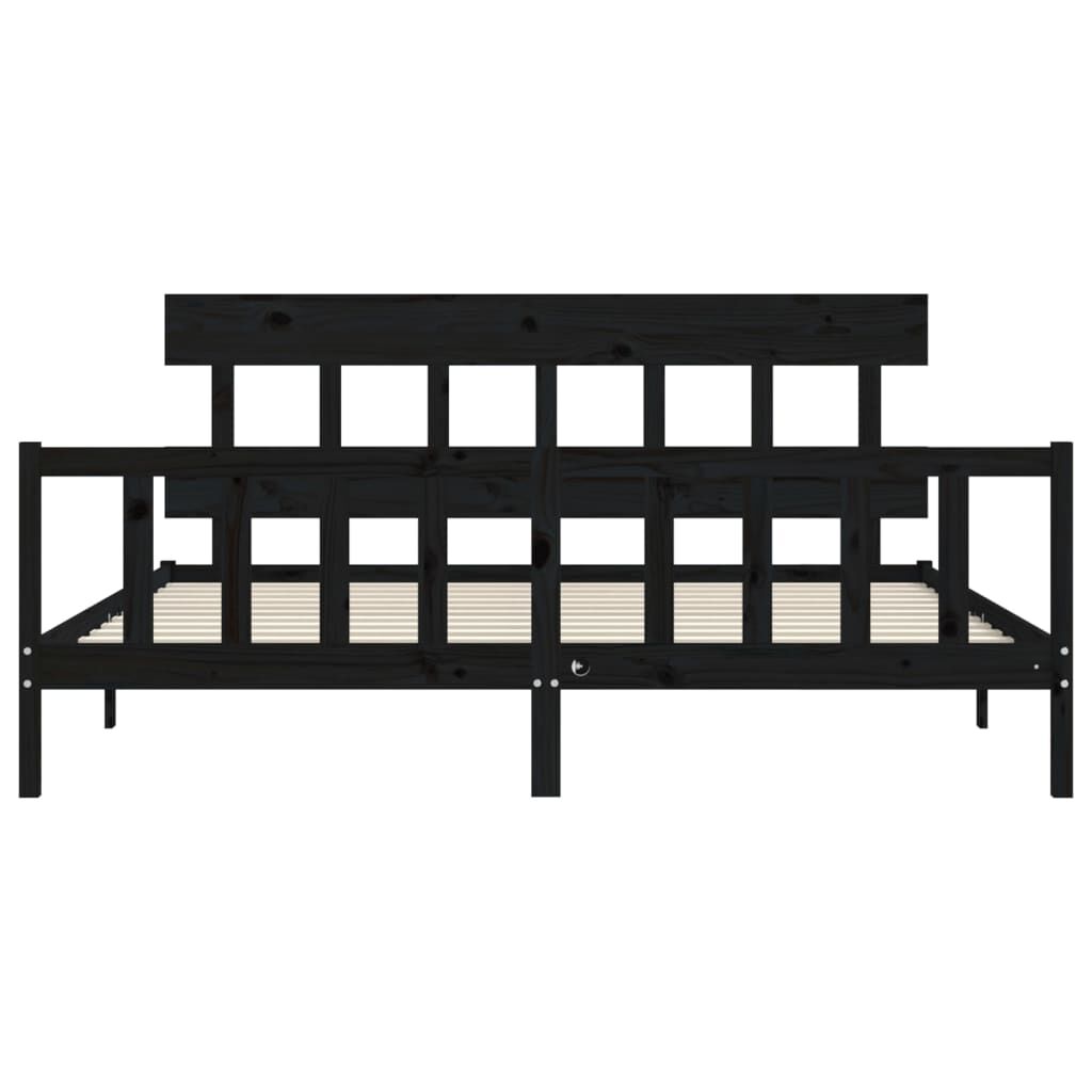 Bed Frame without Mattress Black 183x203 cm King Solid Wood Pine Price