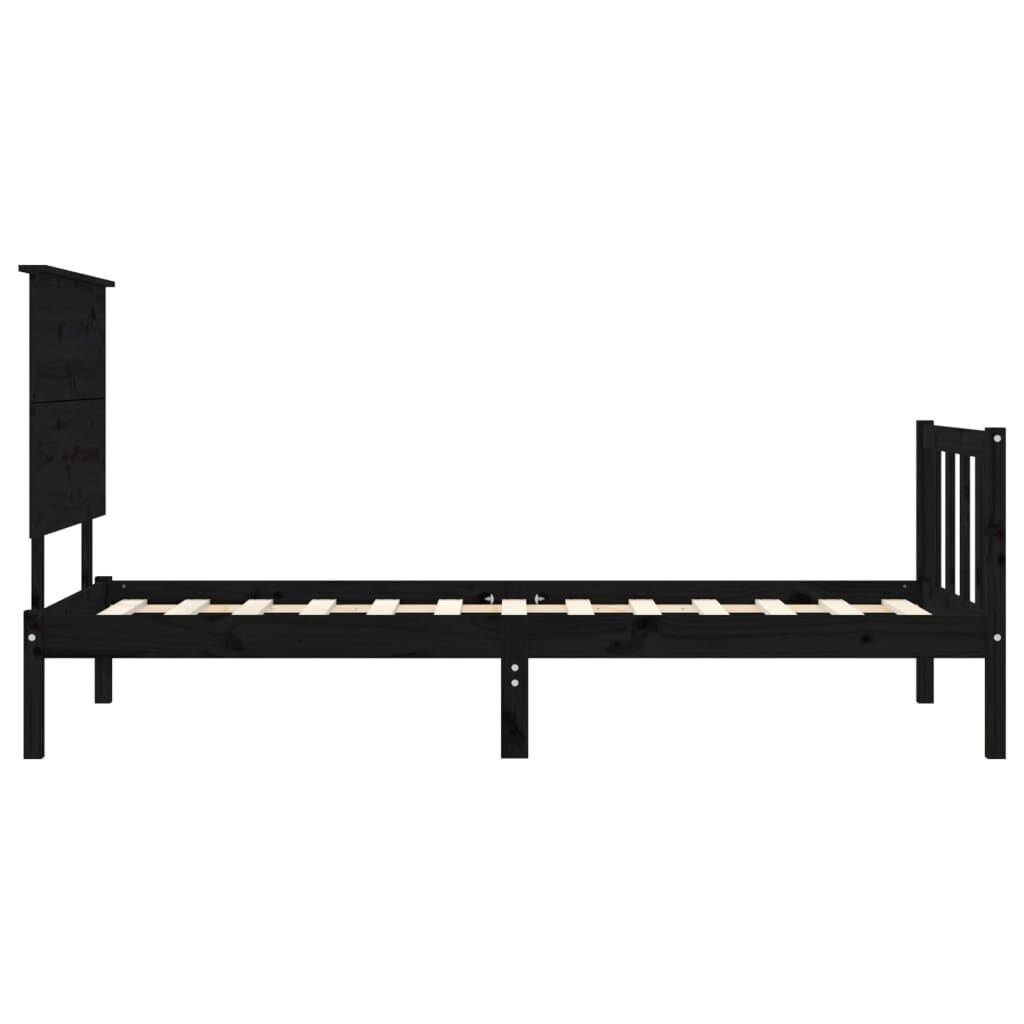 Bed Frame without Mattress Black 90x190 cm Solid Wood Pine Price