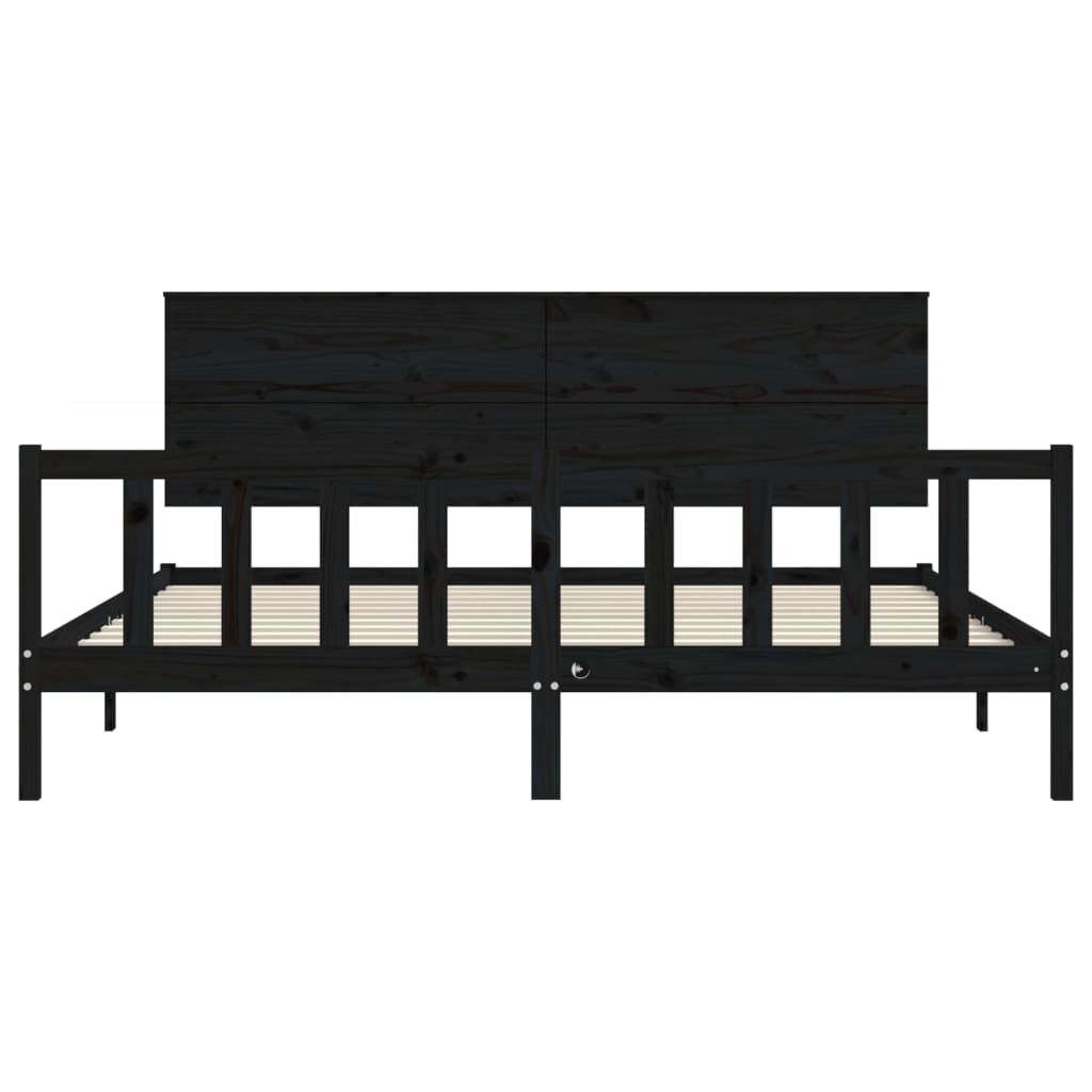 Bed Frame without Mattress Black 183x203 cm King Solid Wood Pine Price