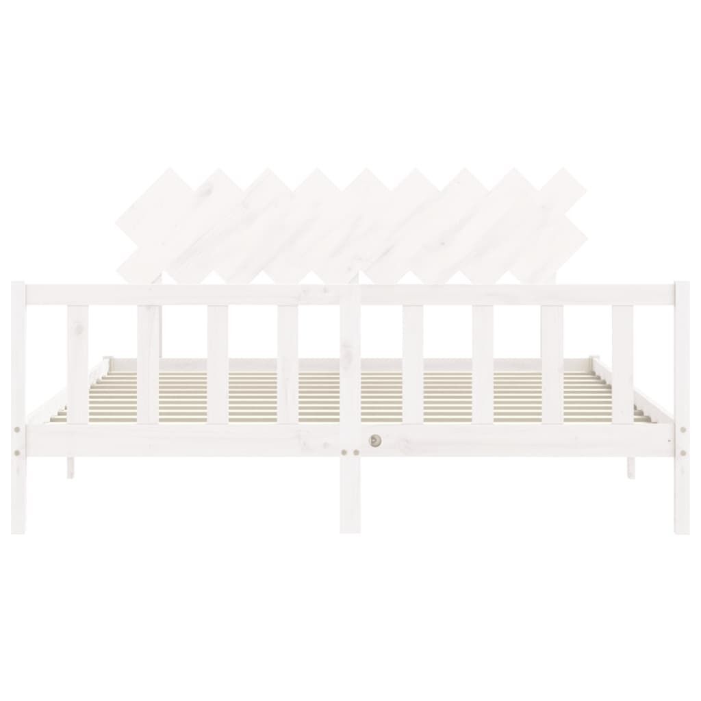 Bed Frame without Mattress White 183x203 cm King Solid Wood Pine Price