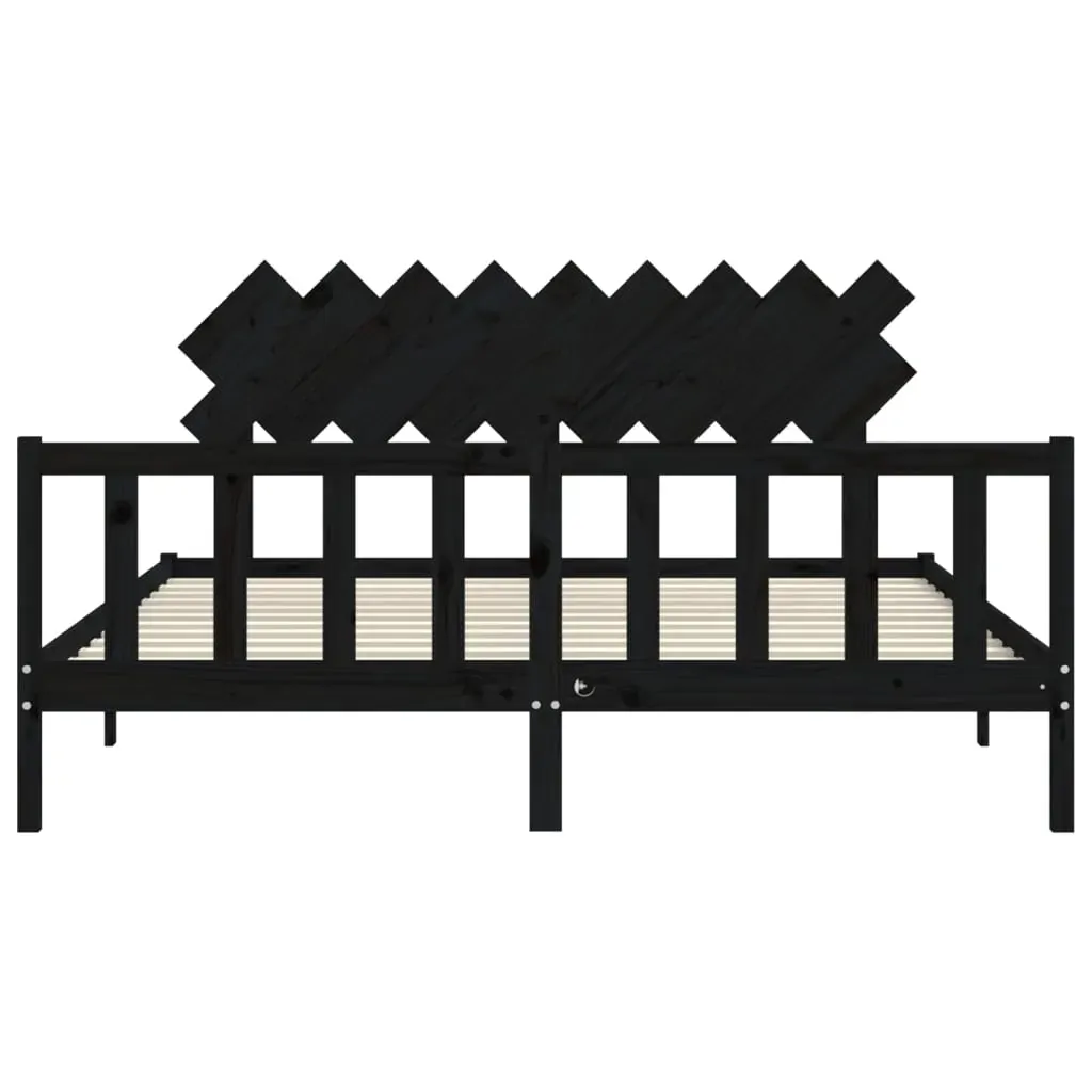 Bed Frame without Mattress Black 183x203 cm King Solid Wood Pine Price