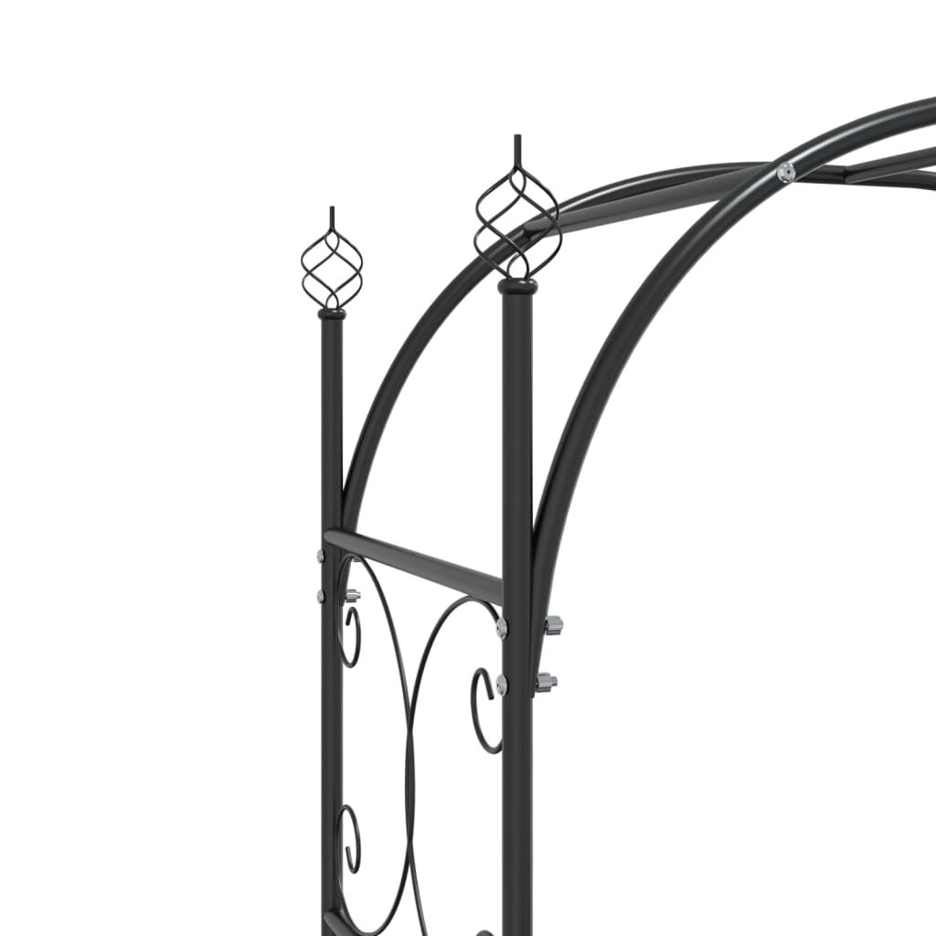 Garden Arch with Gate Black 108x45x235 cm Steel Price