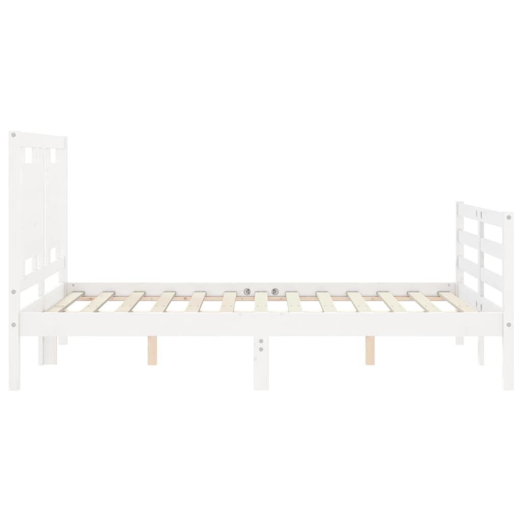 Bed Frame without Mattress White 135x190 cm Solid Wood Price