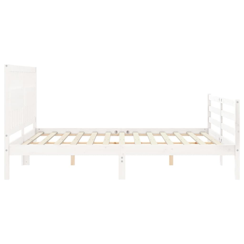 Bed Frame without Mattress White 183x203 cm King Solid Wood Price