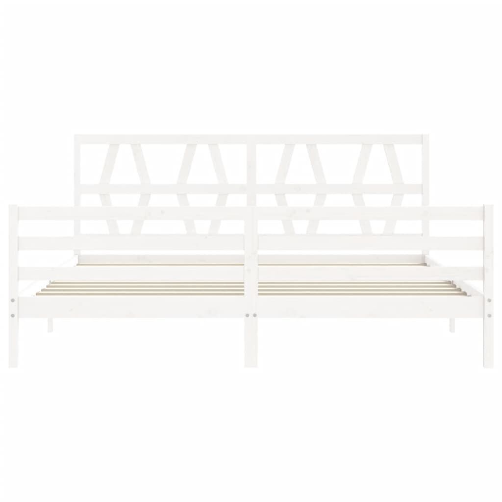 Bed Frame without Mattress White 183x203 cm King Solid Wood Price