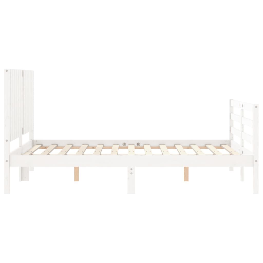 Bed Frame without Mattress White 135x190 cm Solid Wood Price