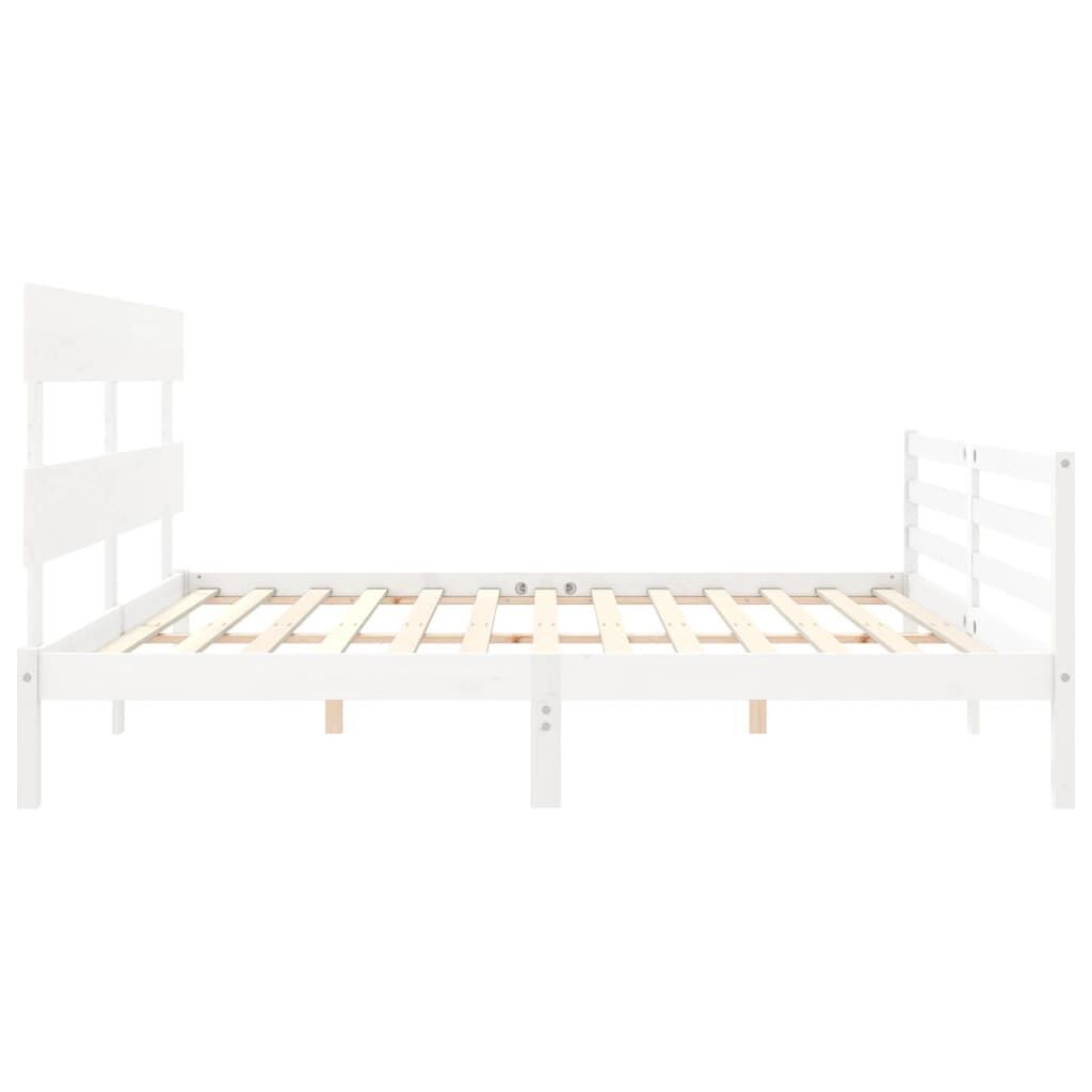Bed Frame without Mattress White 183x203 cm King Solid Wood Price