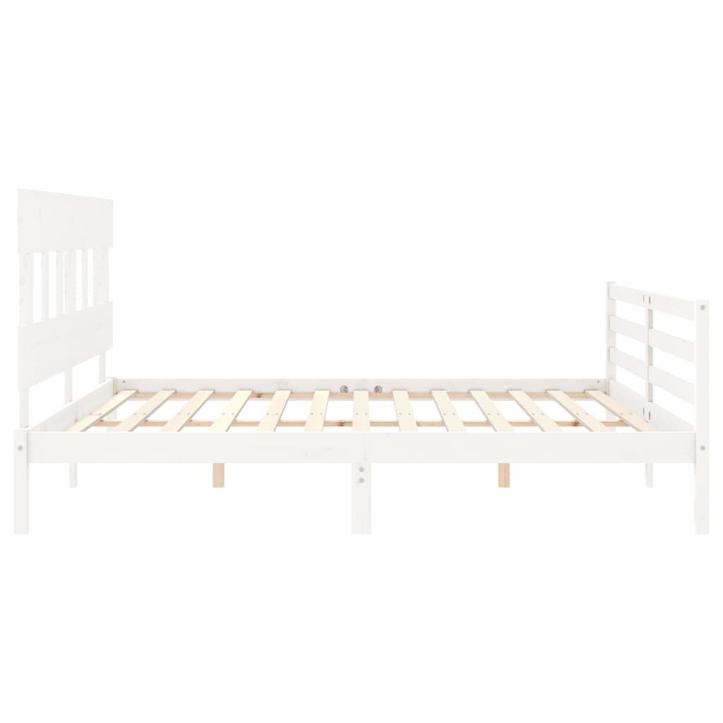 Bed Frame without Mattress White 183x203 cm King Solid Wood Price