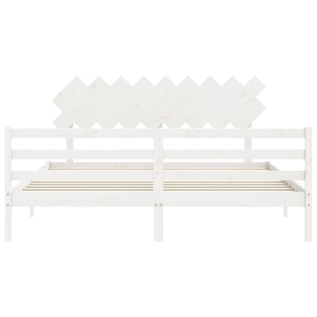 Bed Frame without Mattress White 183x203 cm King Solid Wood Price