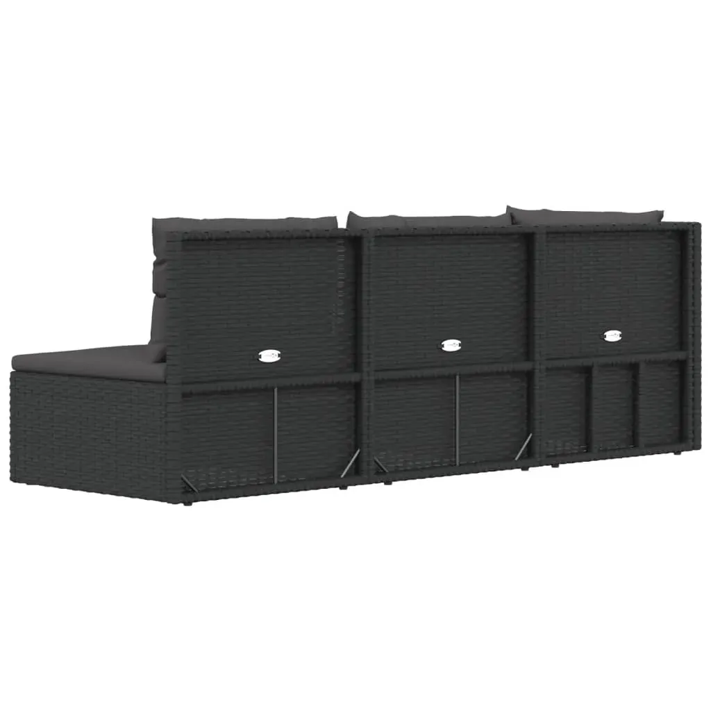 3 Piece Garden Lounge Set with Cushions Black Poly Rattan Price