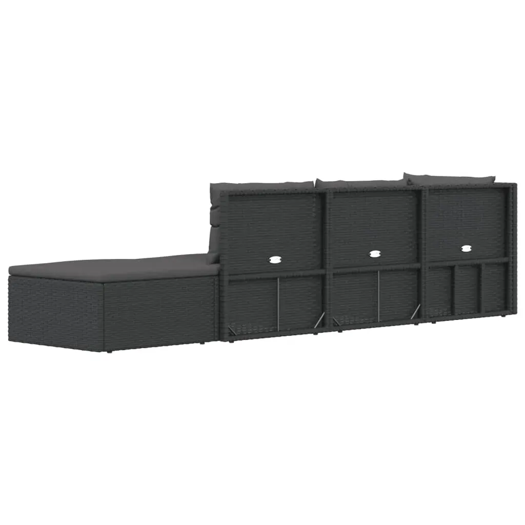 5 Piece Garden Lounge Set with Cushions Black Poly Rattan Price