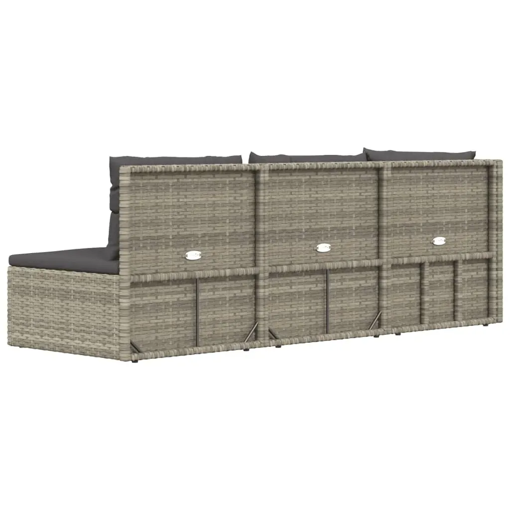 3 Piece Garden Lounge Set with Cushions Grey Poly Rattan Price
