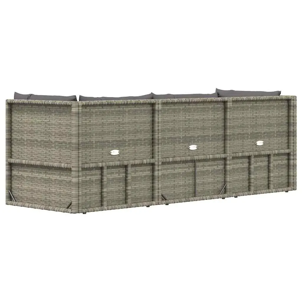 3 Piece Garden Lounge Set with Cushions Grey Poly Rattan Price