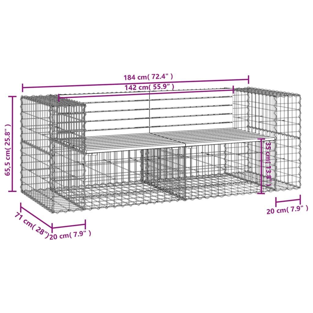 Garden Bench Gabion Design 184x71x65.5 cm Solid Wood Douglas Price