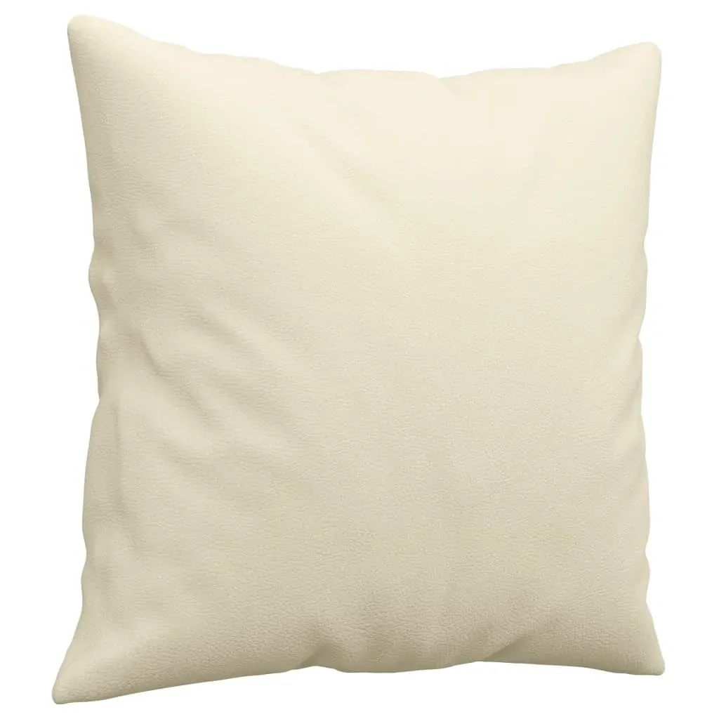 2-Seater Sofa with Throw Pillows Cream 120 cm Faux Leather Price