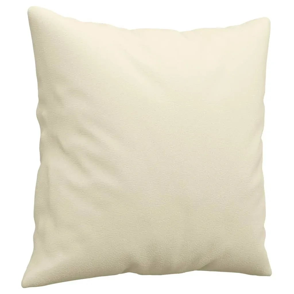 3-Seater Sofa with Throw Pillows Cream 180 cm Faux Leather Price