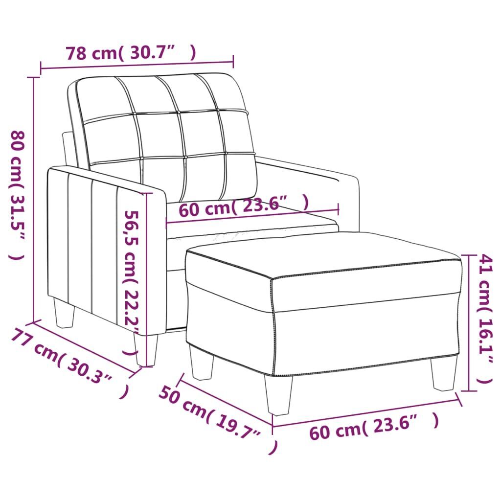 Sofa Chair with Footstool Grey 60 cm Faux Leather Price
