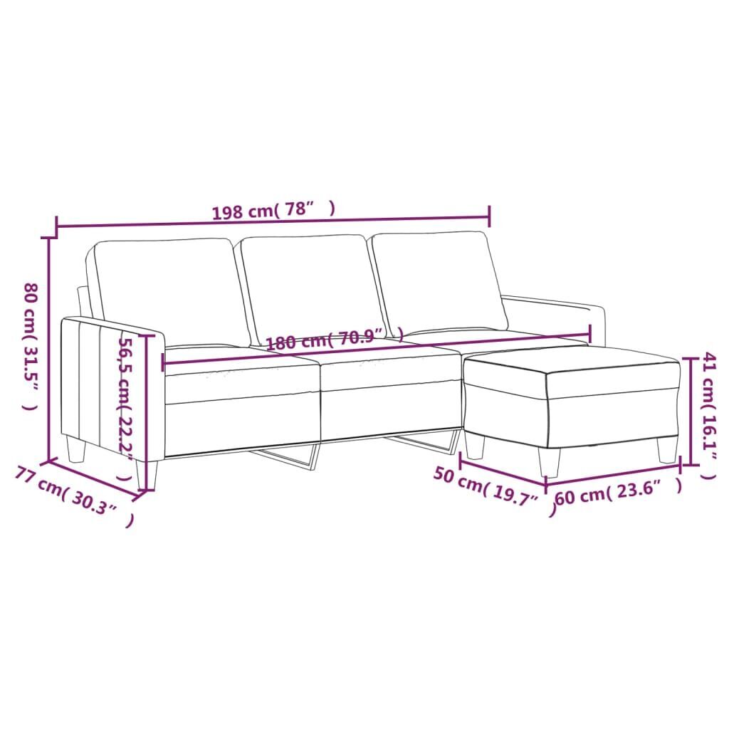 3-Seater Sofa with Footstool Black 180 cm Faux Leather Price