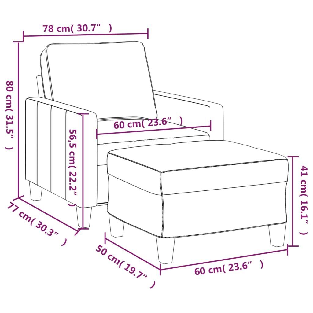 Sofa Chair with Footstool Black 60 cm Fabric Price