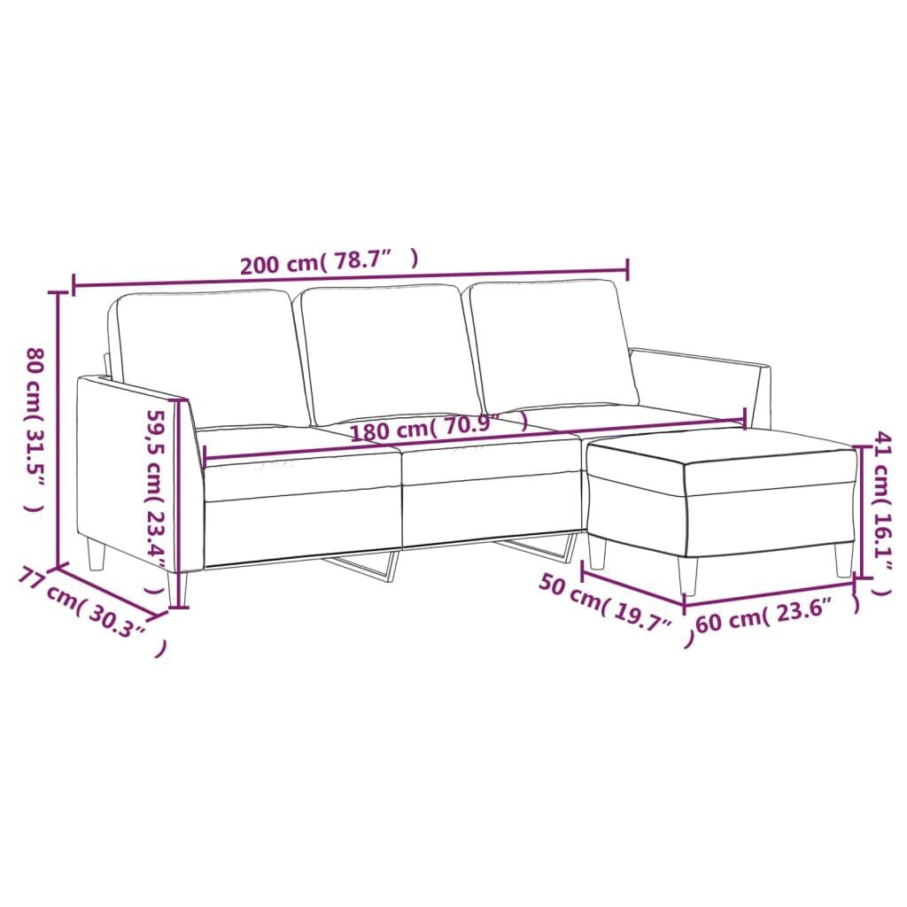 3-Seater Sofa with Footstool Cappuccino 180 cm Faux Leather Price