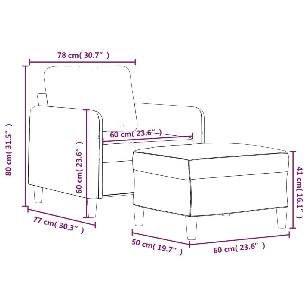 Sofa Chair with Footstool Light Grey 60 cm Fabric Price