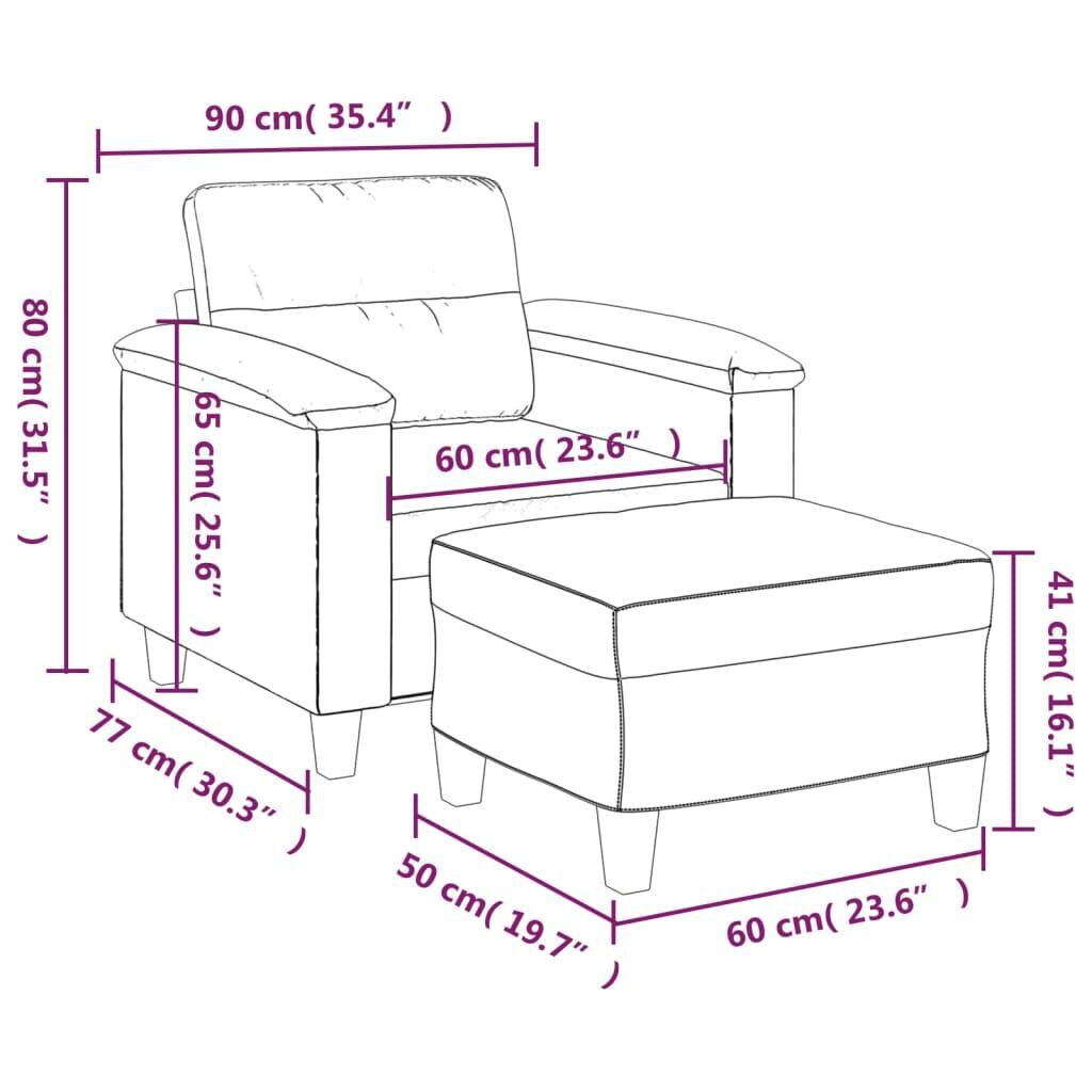 Sofa Chair with Footstool Black 60 cm Faux Leather Price
