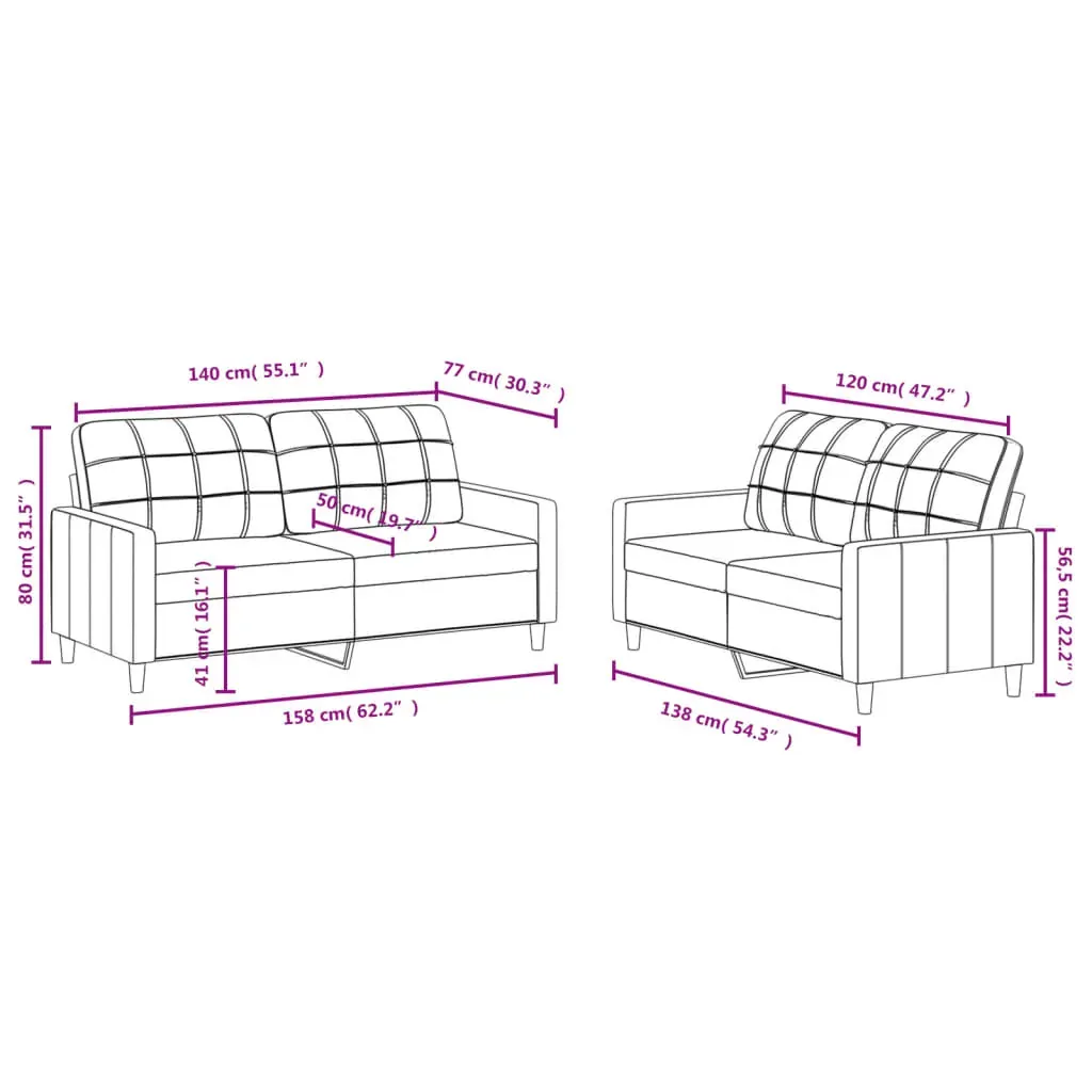2 Piece Sofa Set with Cushions Black Fabric Price
