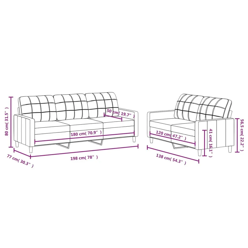 2 Piece Sofa Set with Cushions Light Grey Fabric Price
