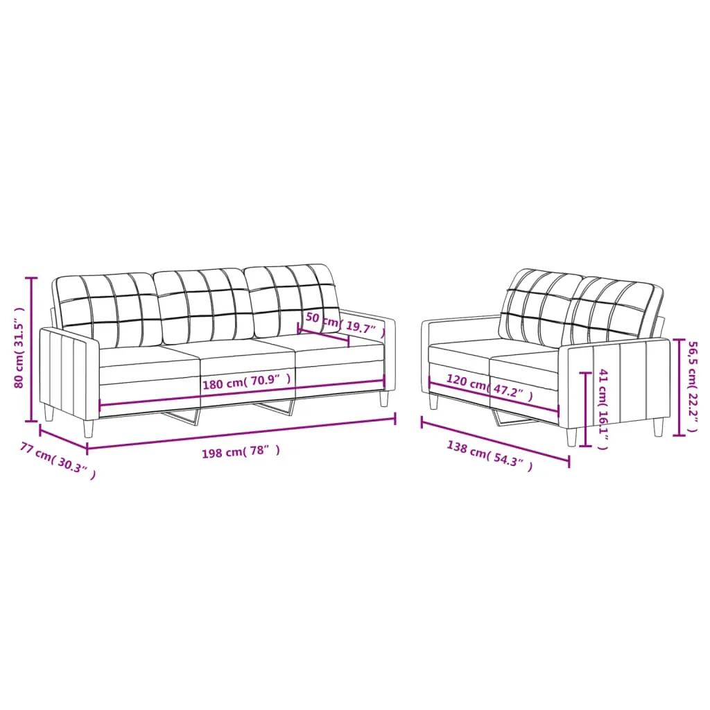 2 Piece Sofa Set with Cushions Black Fabric Price