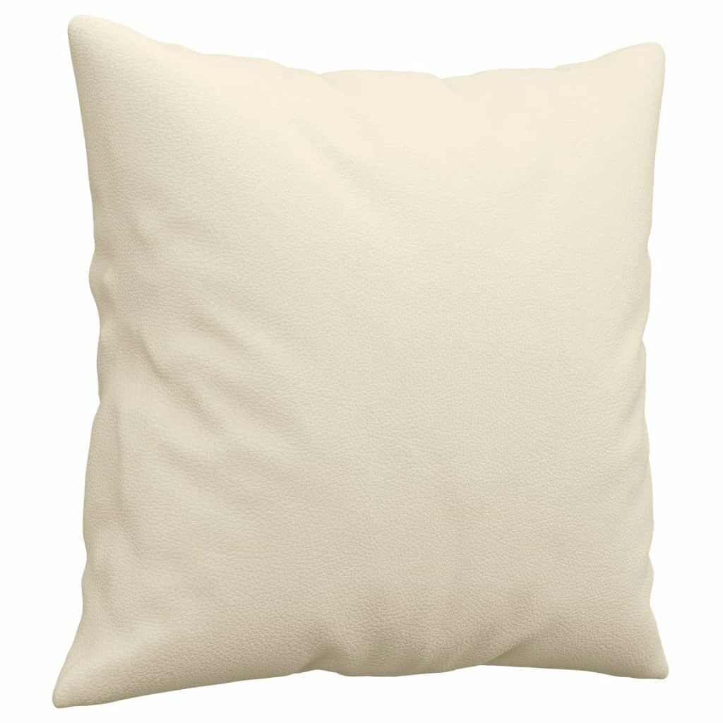 3 Piece Sofa Set with Pillows Cream Faux Leather Price