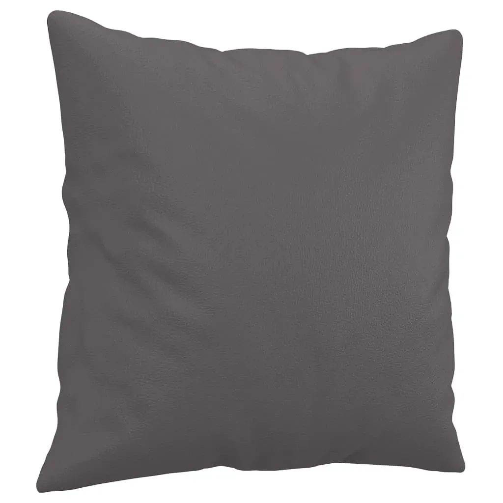 2 Piece Sofa Set with Pillows Grey Faux Leather Price