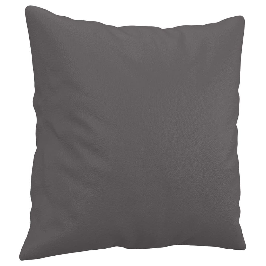 3 Piece Sofa Set with Pillows Grey Faux Leather Price