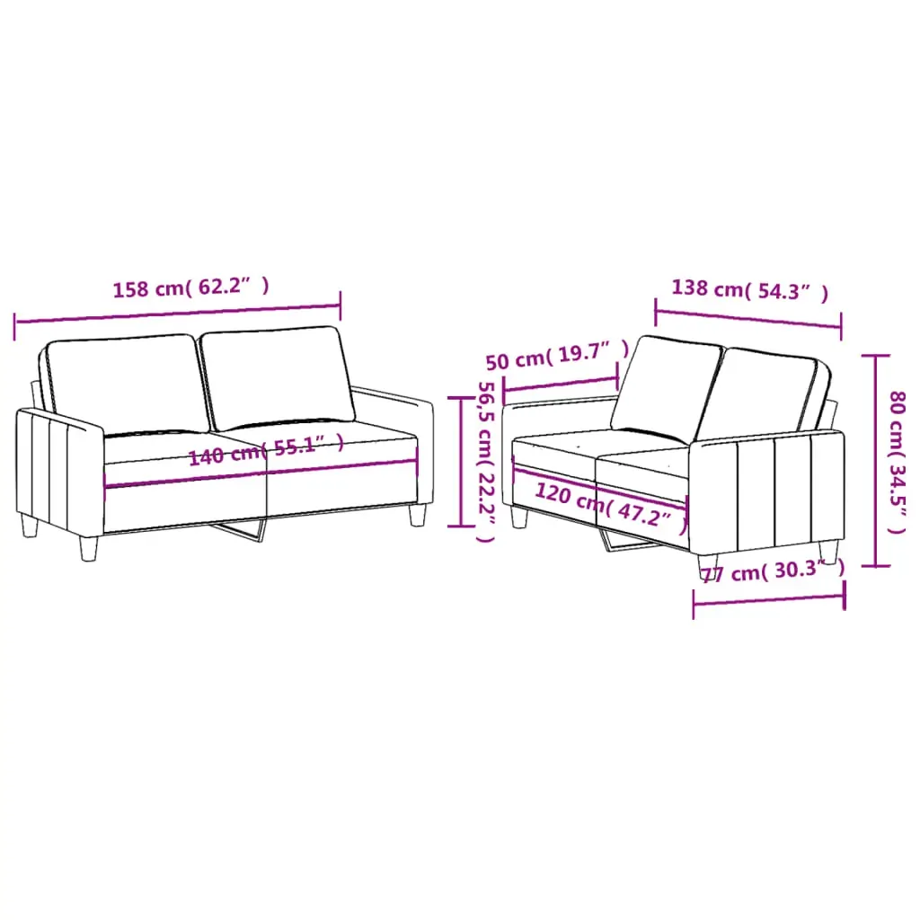 2 Piece Sofa Set with Cushions Light Grey Fabric Price