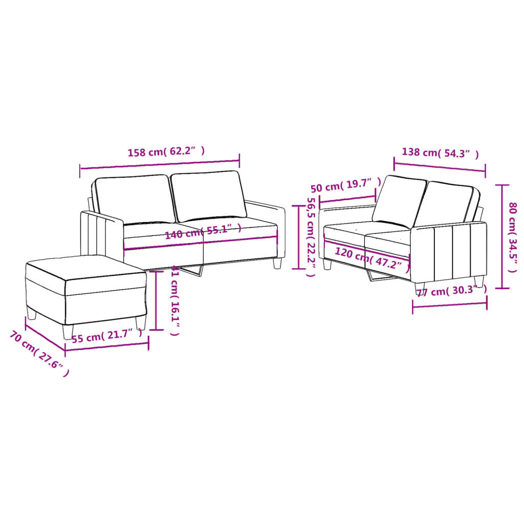 3 Piece Sofa Set with Cushions Light Grey Fabric Price