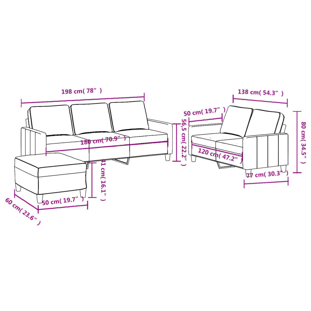 3 Piece Sofa Set with Cushions Dark Grey Fabric Price