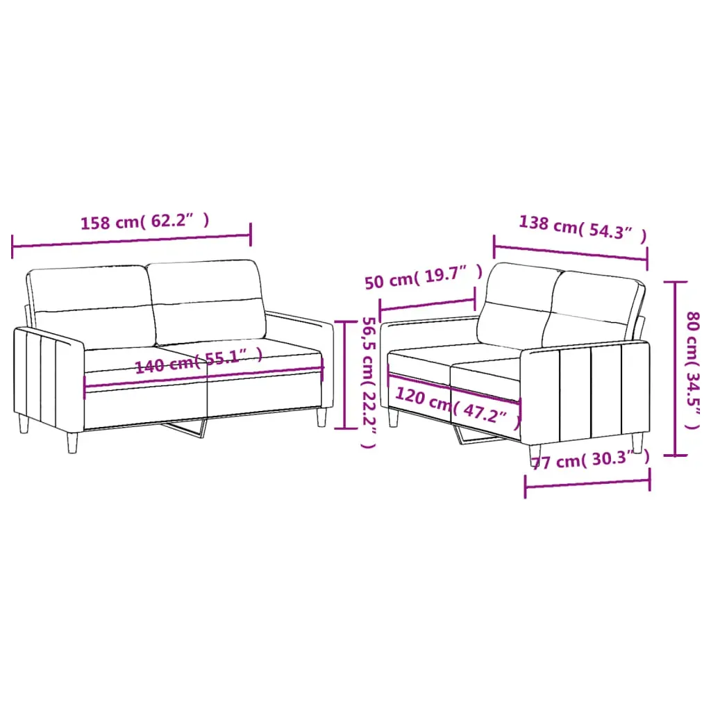 2 Piece Sofa Set with Cushions Light Grey Fabric Price