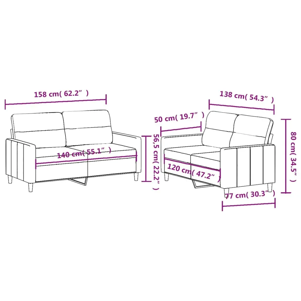 2 Piece Sofa Set with Cushions Black Fabric Price