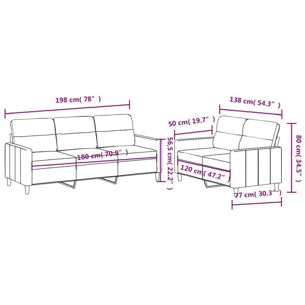 2 Piece Sofa Set with Cushions Dark Grey Fabric Price