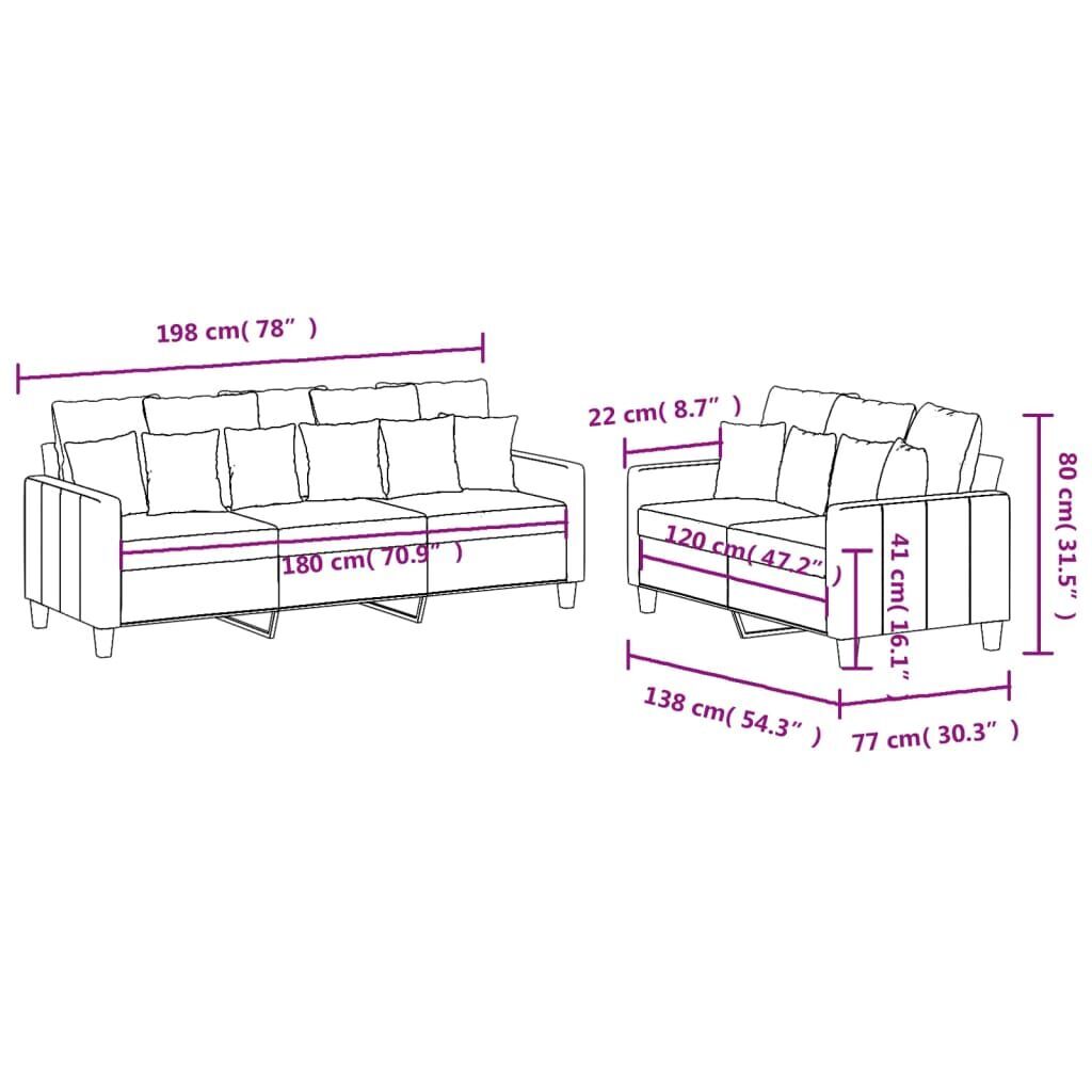 2 Piece Sofa Set with Cushions Light Grey Fabric Price