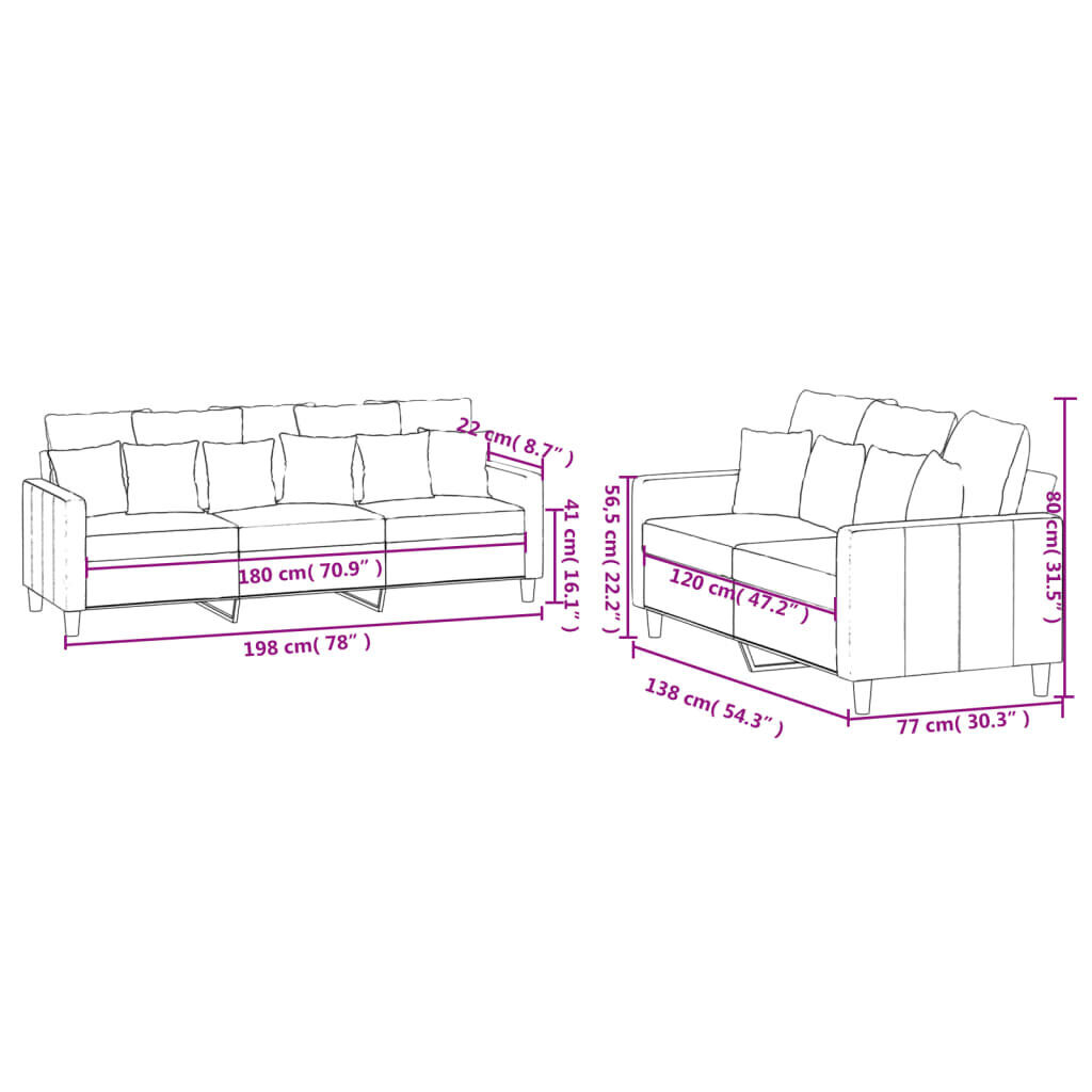 2 Piece Sofa Set with Cushions Black Velvet Price