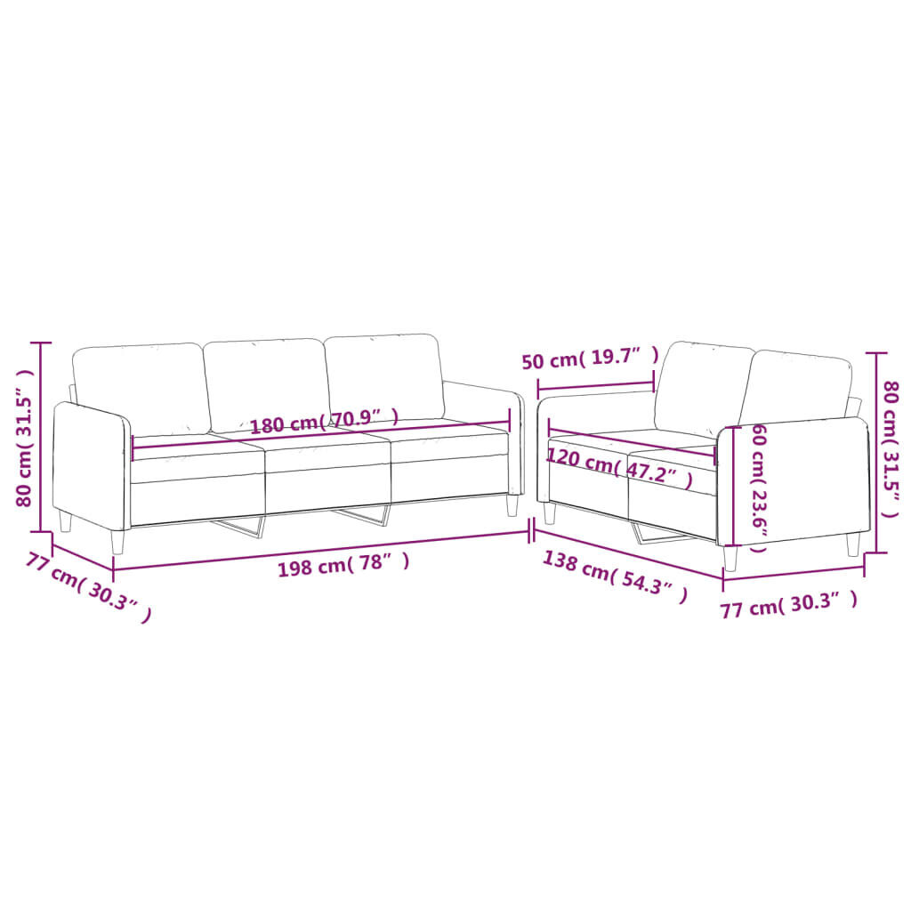 2 Piece Sofa Set with Cushions Black Fabric Price