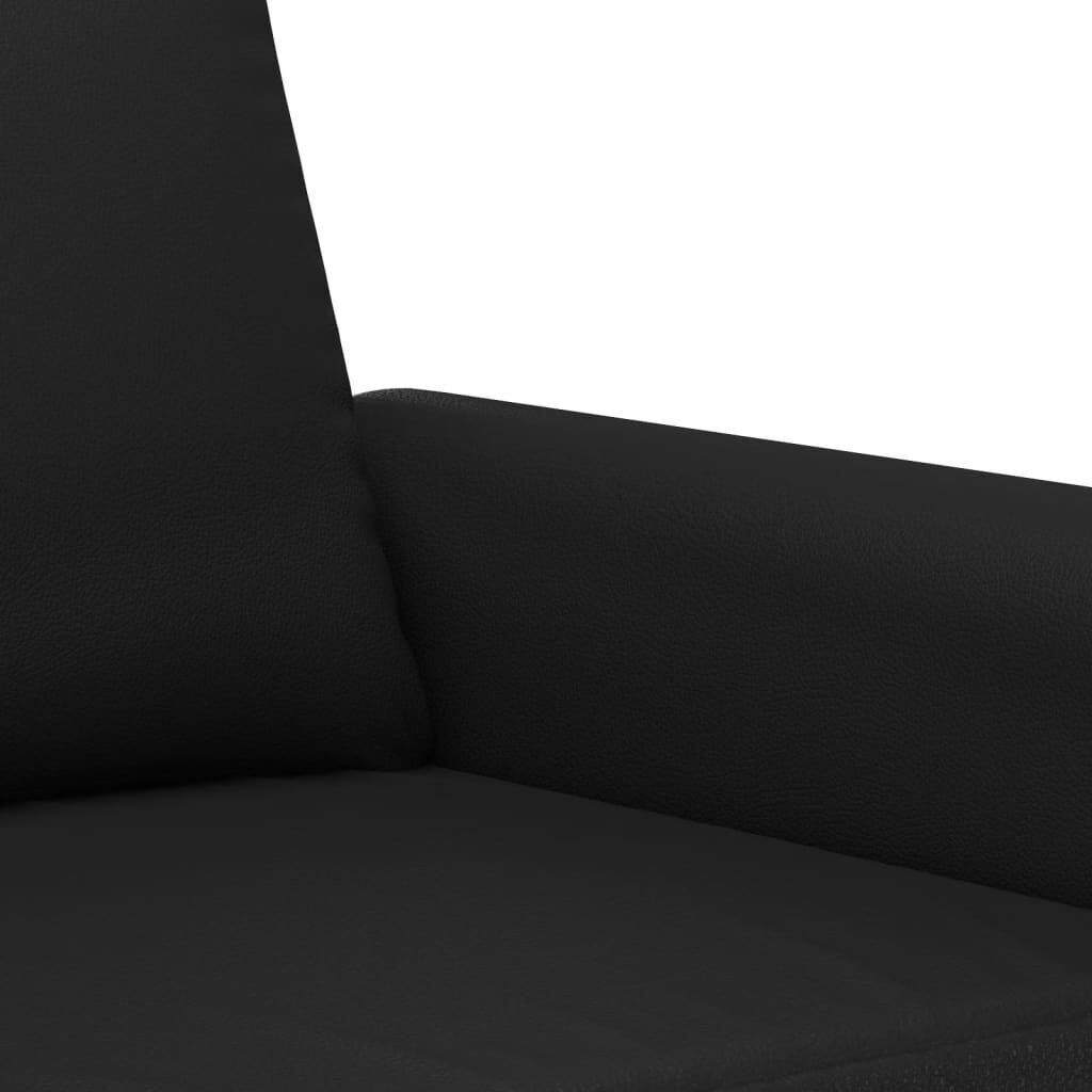 3 Piece Sofa Set with Pillows Black Faux Leather Price