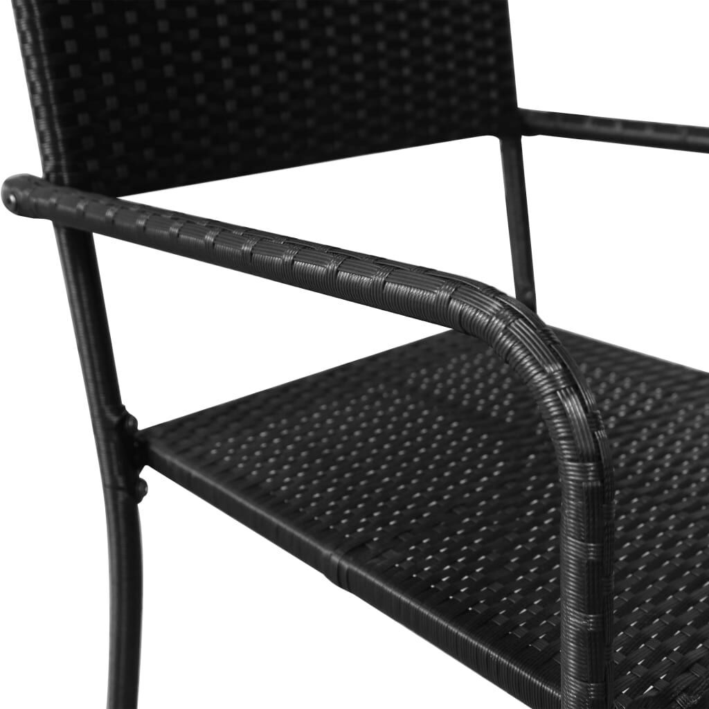 7 Piece Garden Dining Set Black Poly Rattan and Steel Price